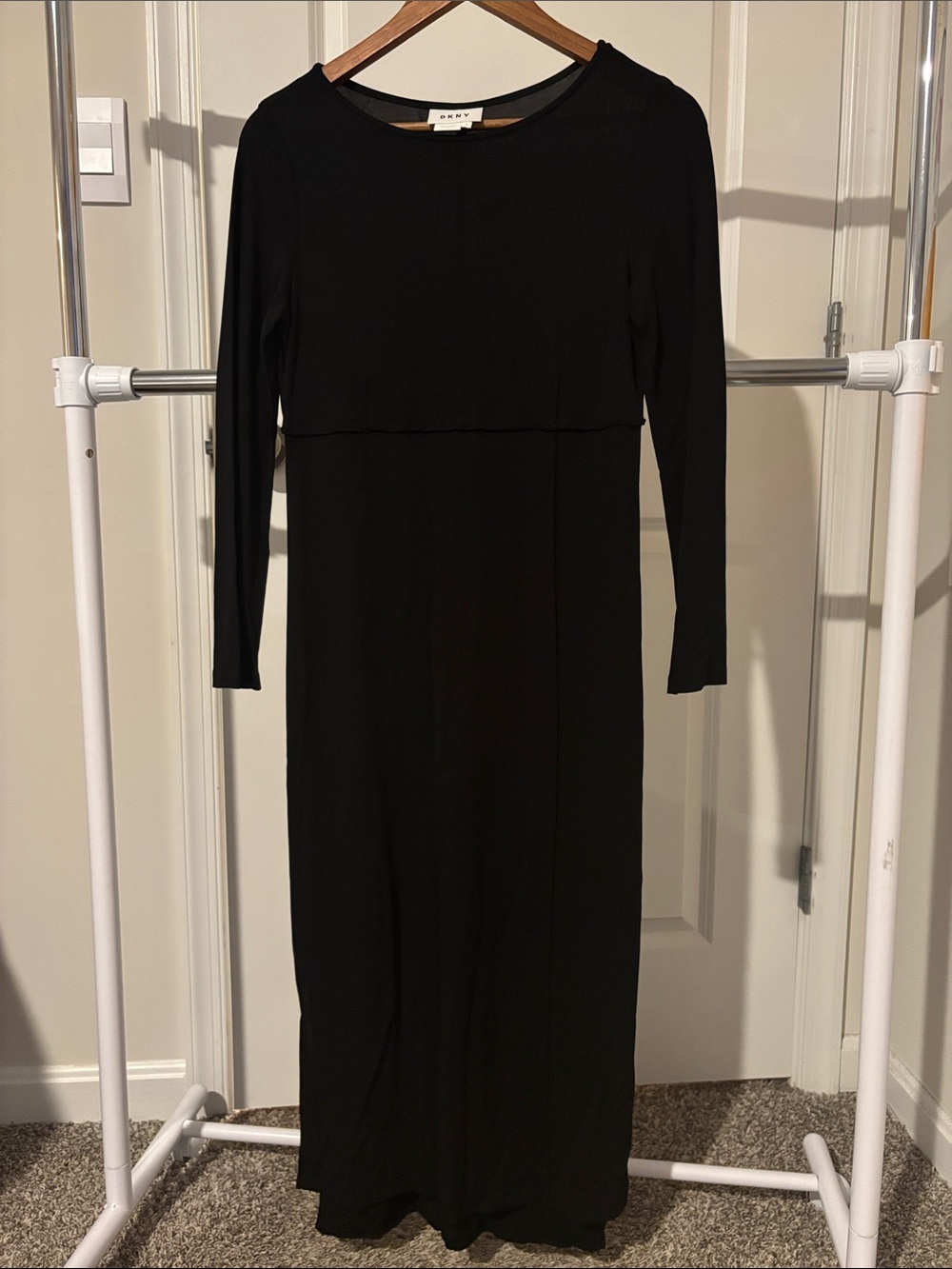 DKNY Black Long-Sleeve Maxi Dress